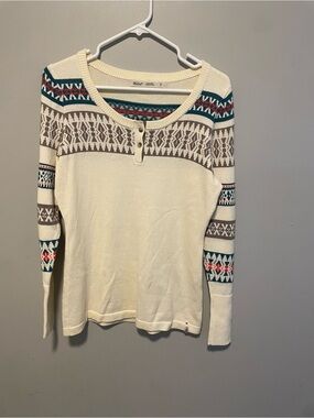 Woolrich Fair Isle Knit Sweater Small Cream Nordic Pullover